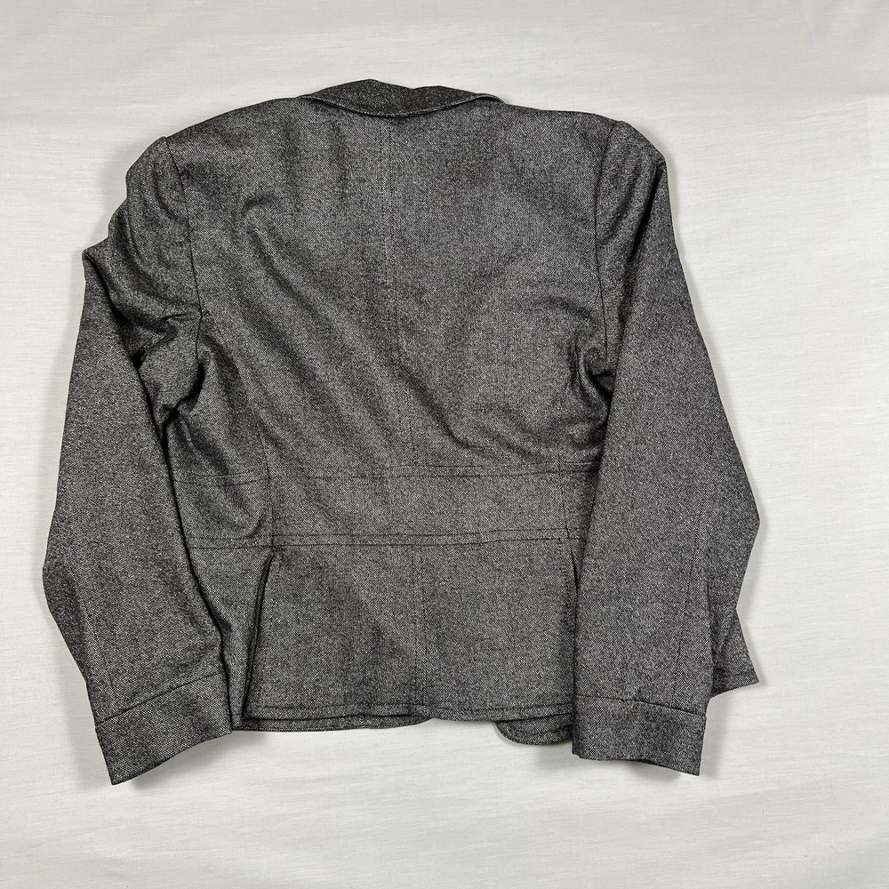 Talbots Blazer Women 16 Gray Wool Silk Blend Tweed Two Button Academia Jacket - Picture 7 of 16